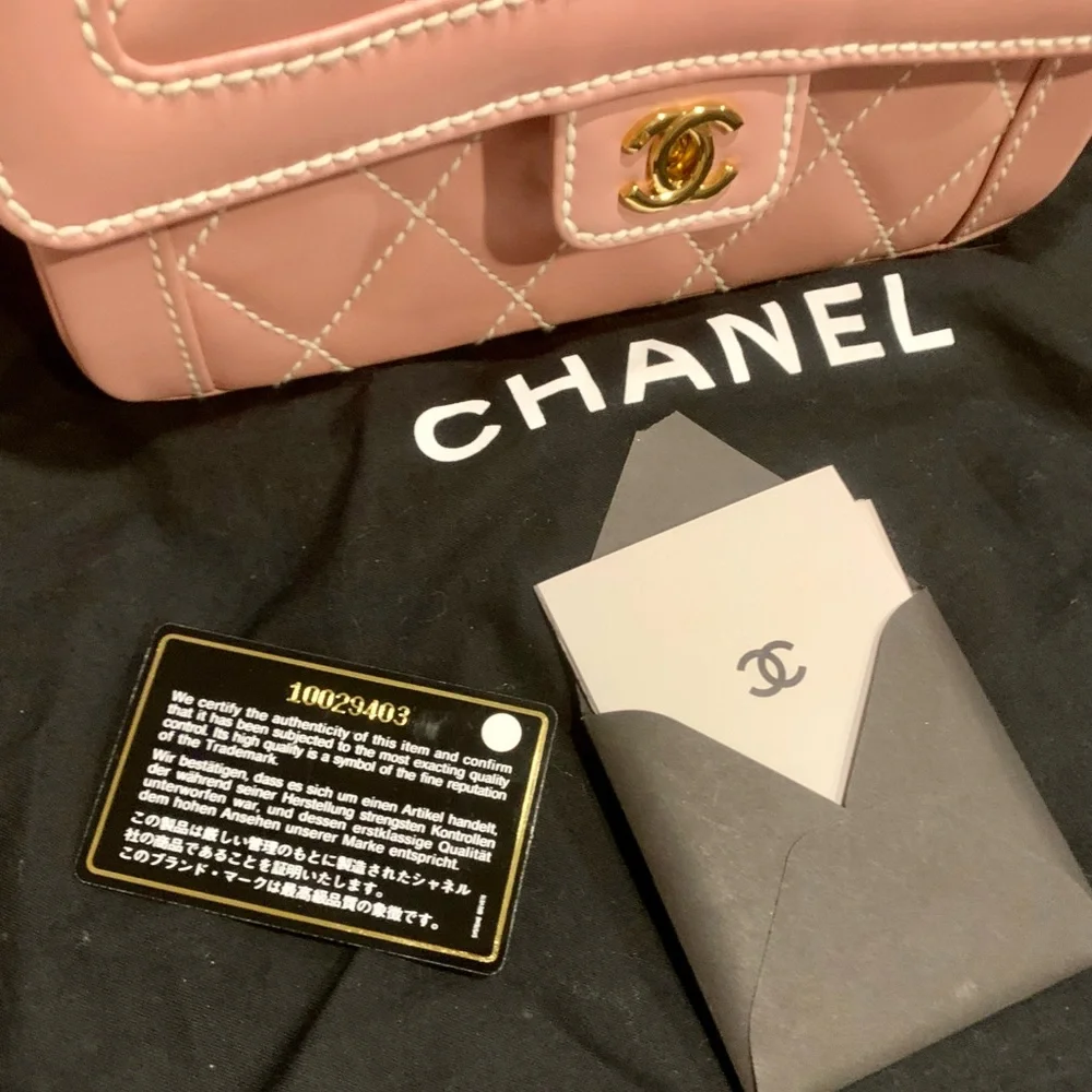 Rare Vintage Chanel Mauve Pink Surpique Top-Handle Flap Bag - Picture 3 of 11